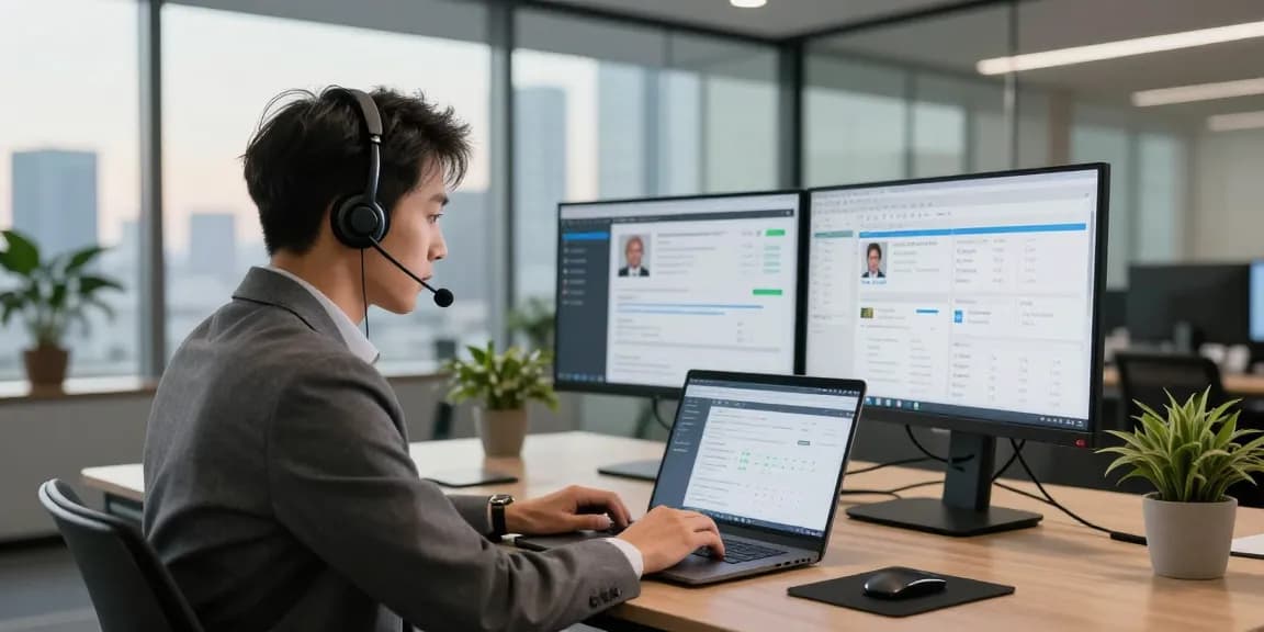 Remote call control technology empowering business communication in a modern office.