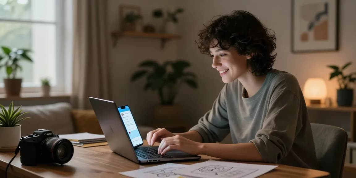 Engaging with an AI nsfw chatbot in a cozy, intimate digital environment, showcasing interaction.