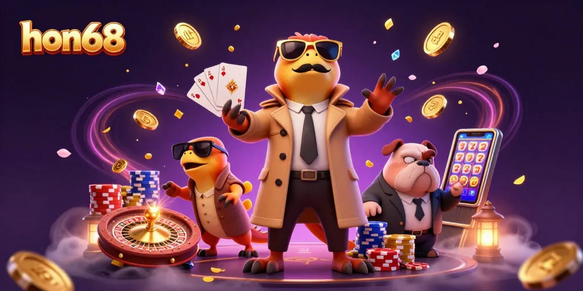 hon68 offers dynamic gameplay with three raptors playing the role of a tall person at a casino.