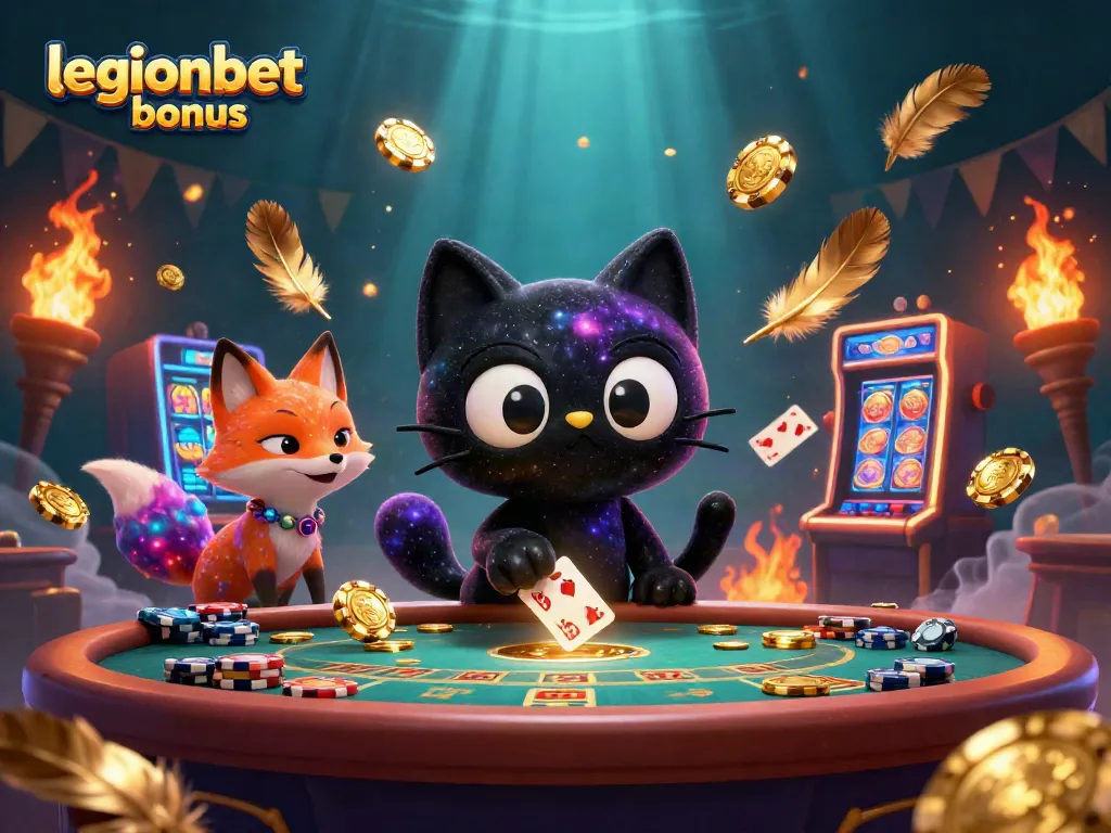 Experience legionbet bonus with a captivating cosmic casino scene filled with dynamic characters and vibrant game elements.
