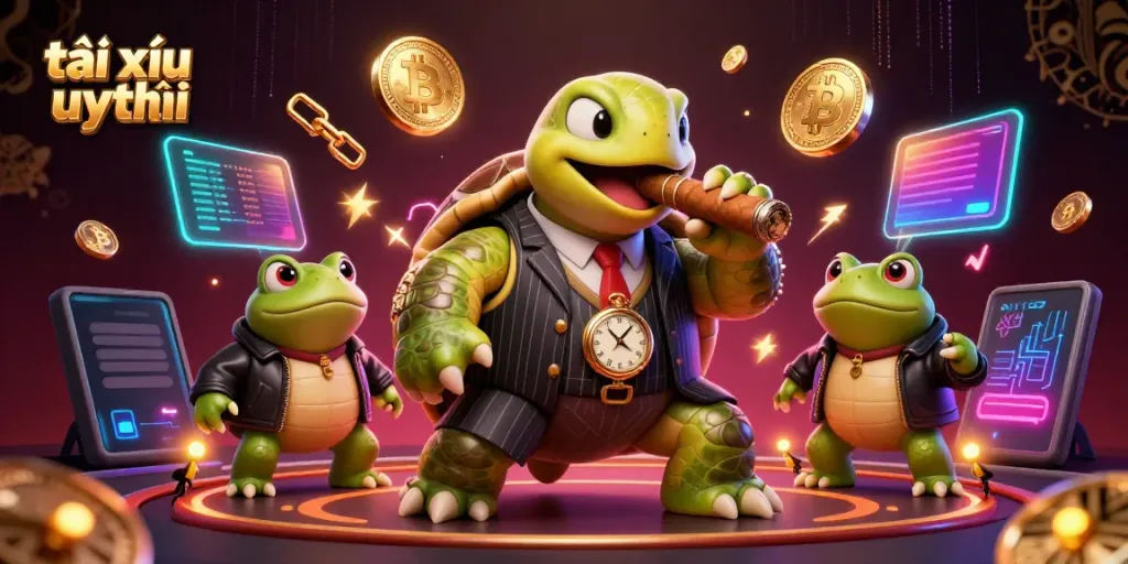 Engage in fun with tài xỉu uy tín as a massive snapping turtle in a mobster suit leads the action.