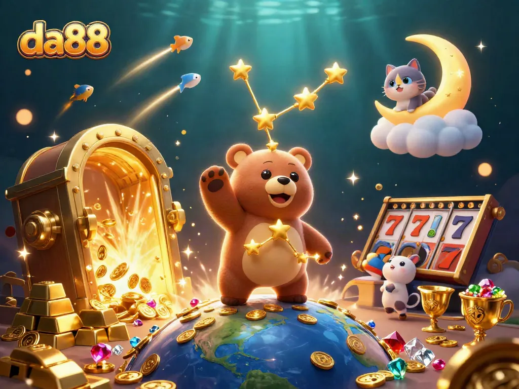 Experience thrilling wins with da88 at the online casino, featuring vibrant cartoon characters and jackpot excitement.
