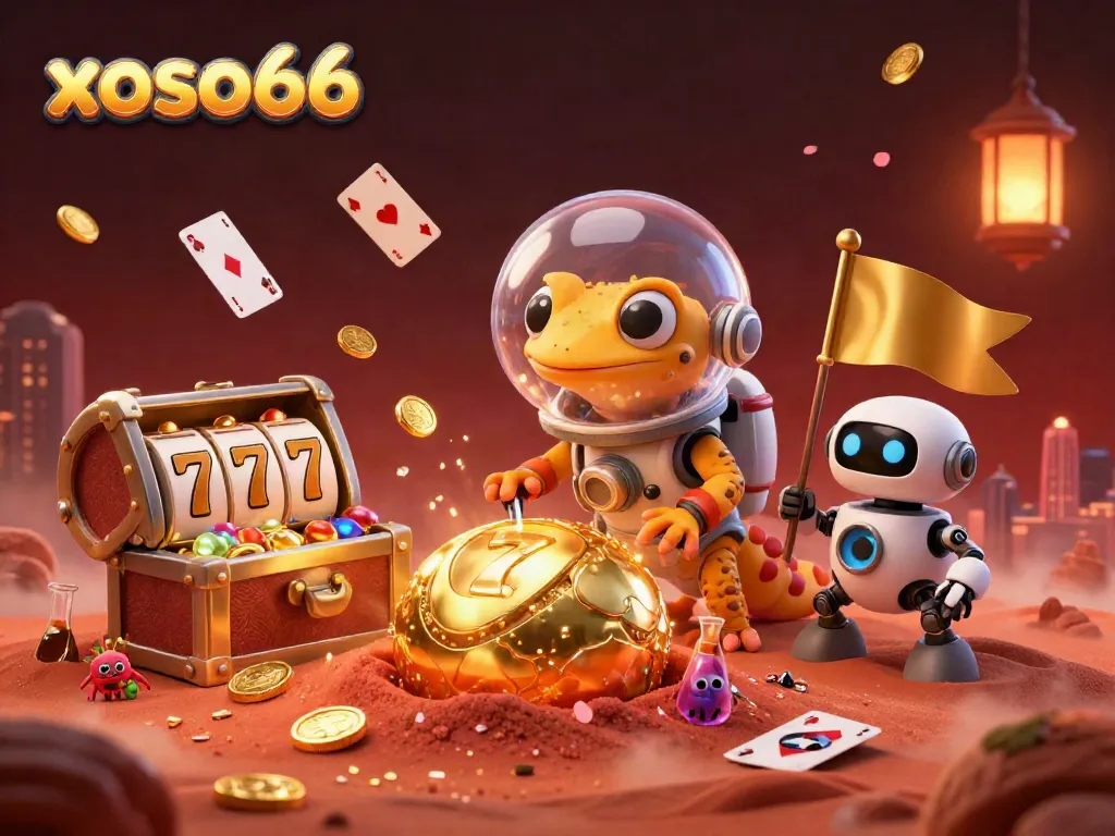 Experience xoso66's vibrant Casino world through a dynamic Martian adventure featuring golden treasures and cheerful aliens.