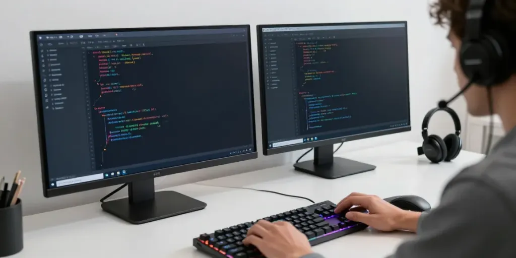 Affordable .co.uk domain registration in a tech workspace setting with modern software tools.