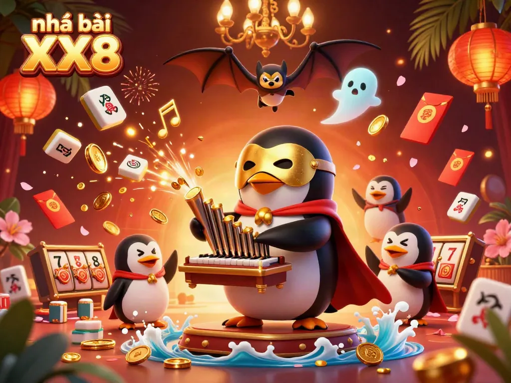 Experience the excitement of Nhà cái XX8 with dynamic casino elements and vibrant characters.