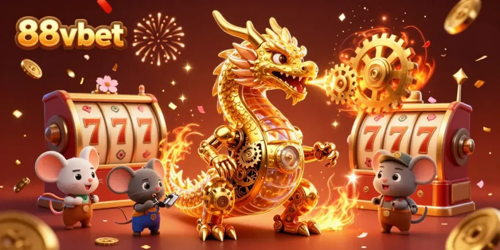 Engage in thrilling gameplay with 88vbet featuring slots and a dragon in action.