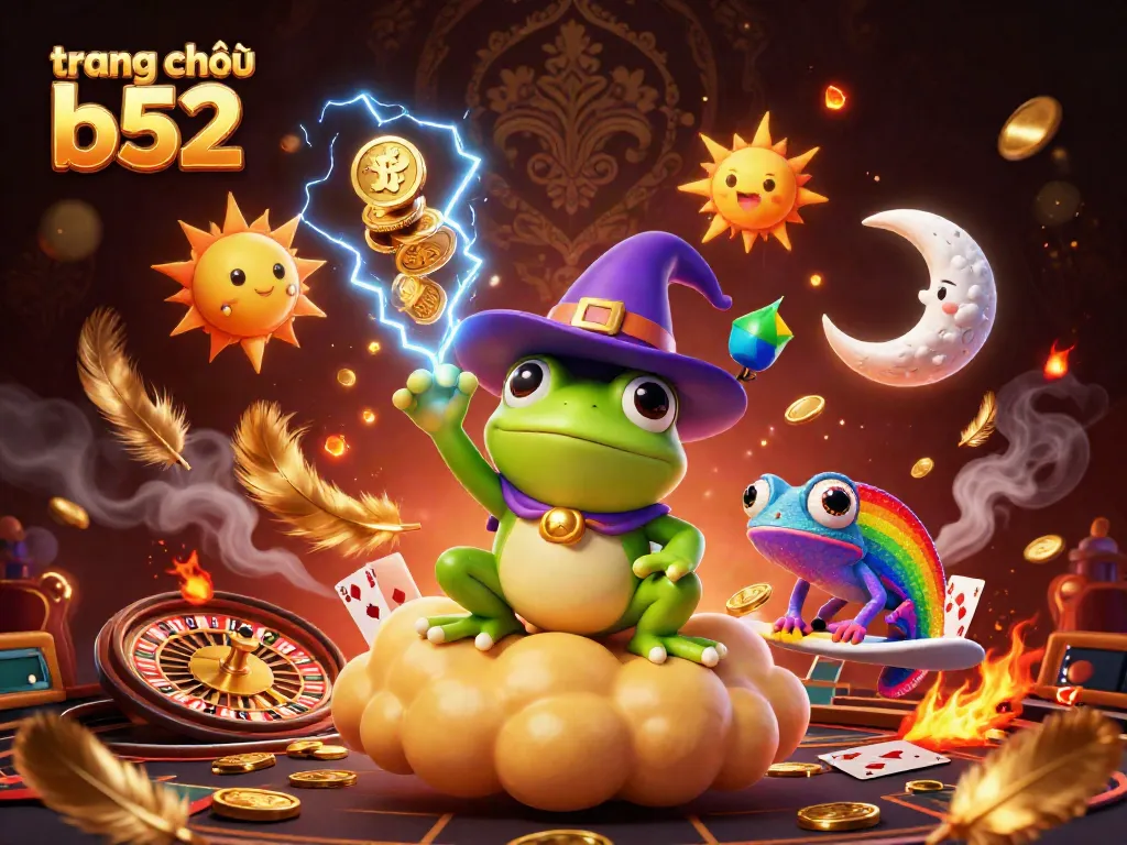 Experience the thrill at trang chủ b52 with golden coins and vibrant characters in an exciting casino atmosphere.