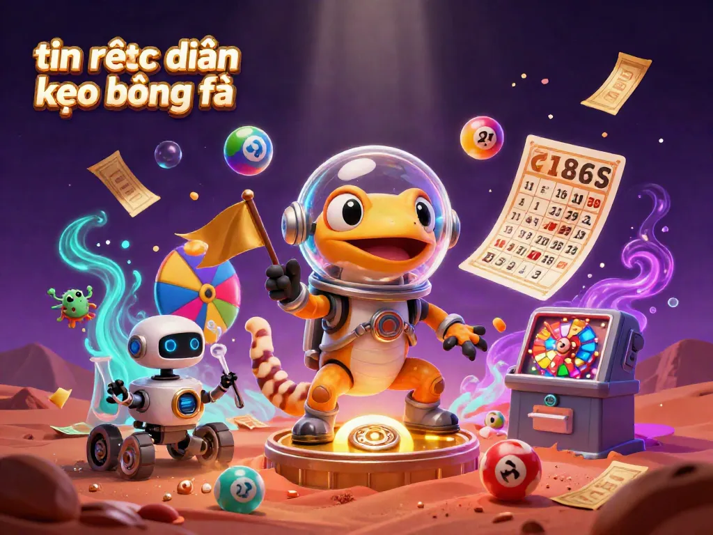Experience the thrill of tin nhận định kèo bóng đá with vibrant colors and dynamic elements in a captivating Martian casino scene.
