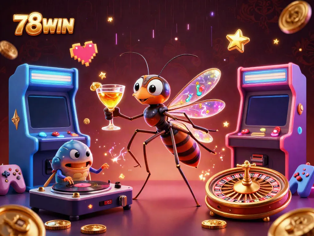 Engage in thrilling casino action at 78WIN with vibrant characters and exciting game elements.