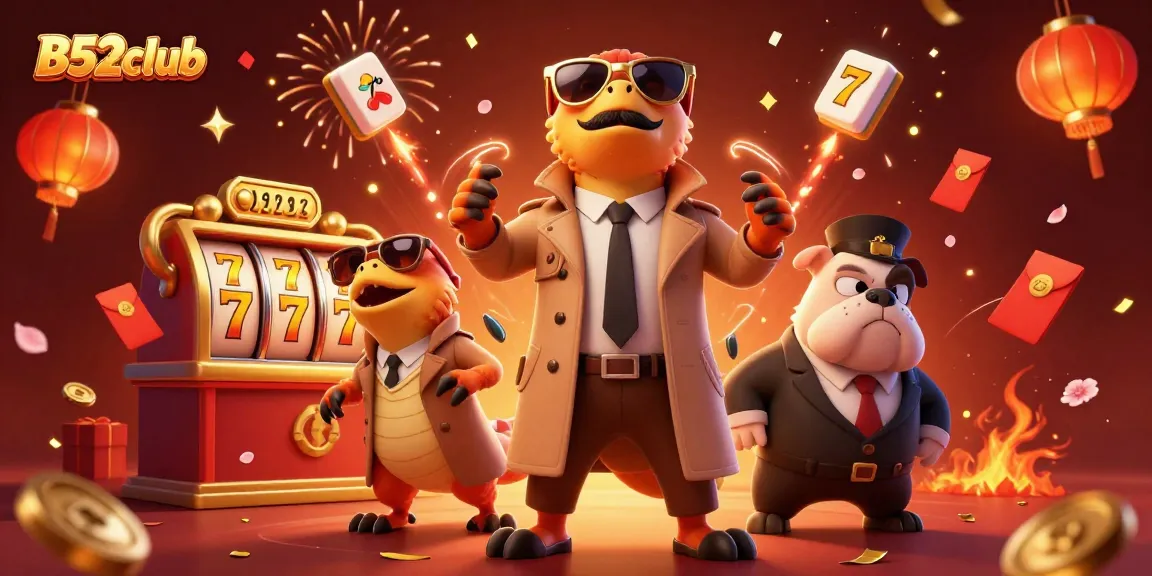Engage in exciting gameplay at B52club with animated raptors and casino themes.