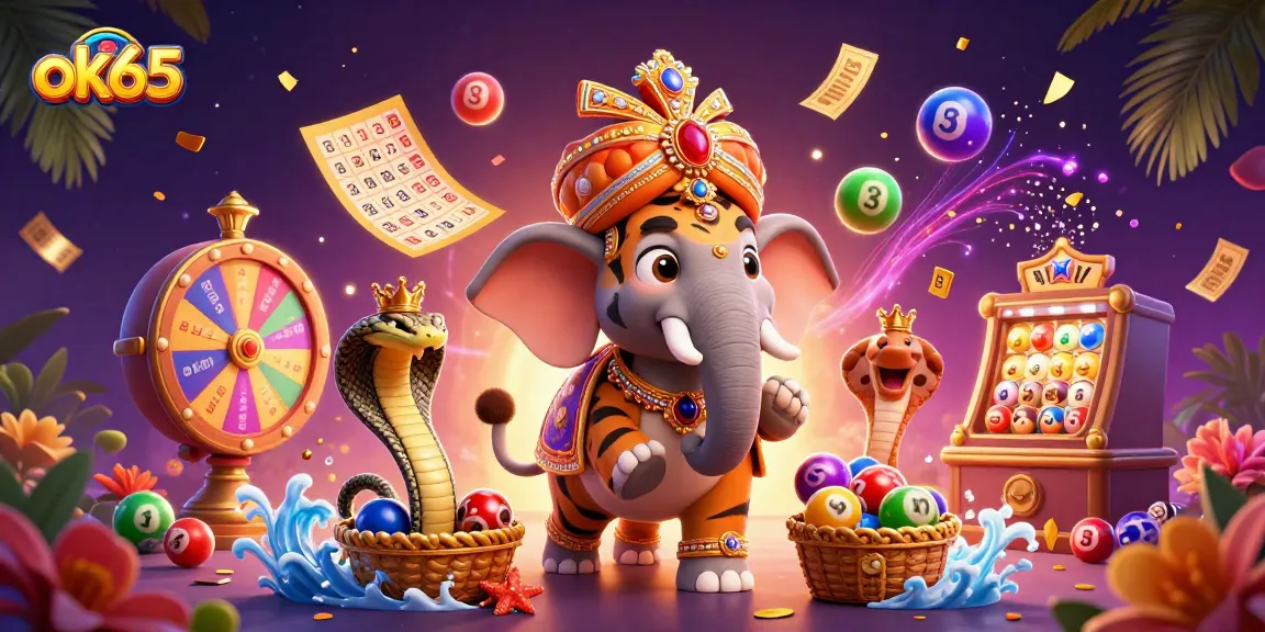 Experience the vibrant energy of lottery fun with ok65 in this colorful casino-themed scene.
