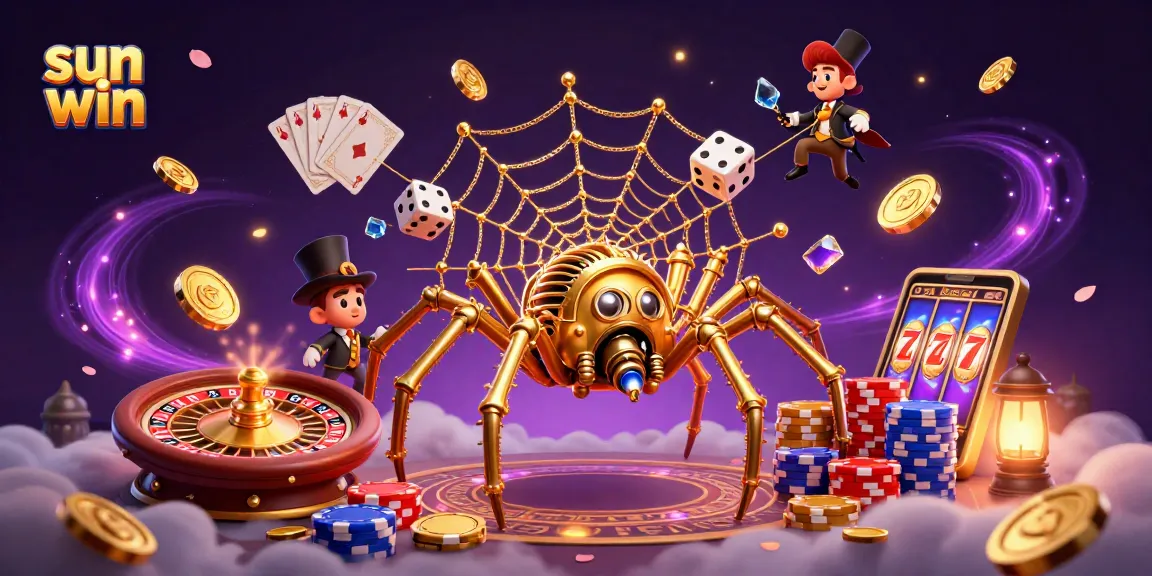 Engage in thrilling gameplay with sun win amidst sparkling gems and golden coins in a dynamic casino scene.