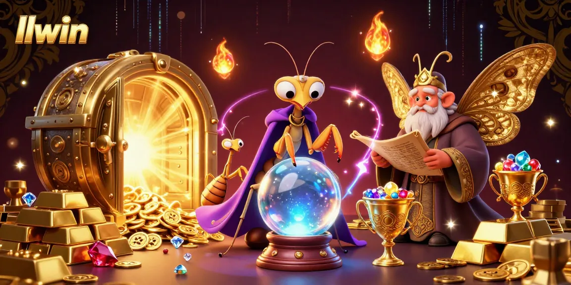 Engage with the vibrant llwin online casino scene showcasing gaming fortune with fantasy characters, treasures, and jewels.
