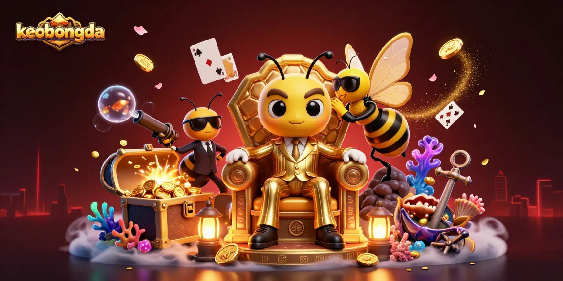 Engage with keobongda in a vibrant 3D scene featuring animated characters and dynamic casino elements.