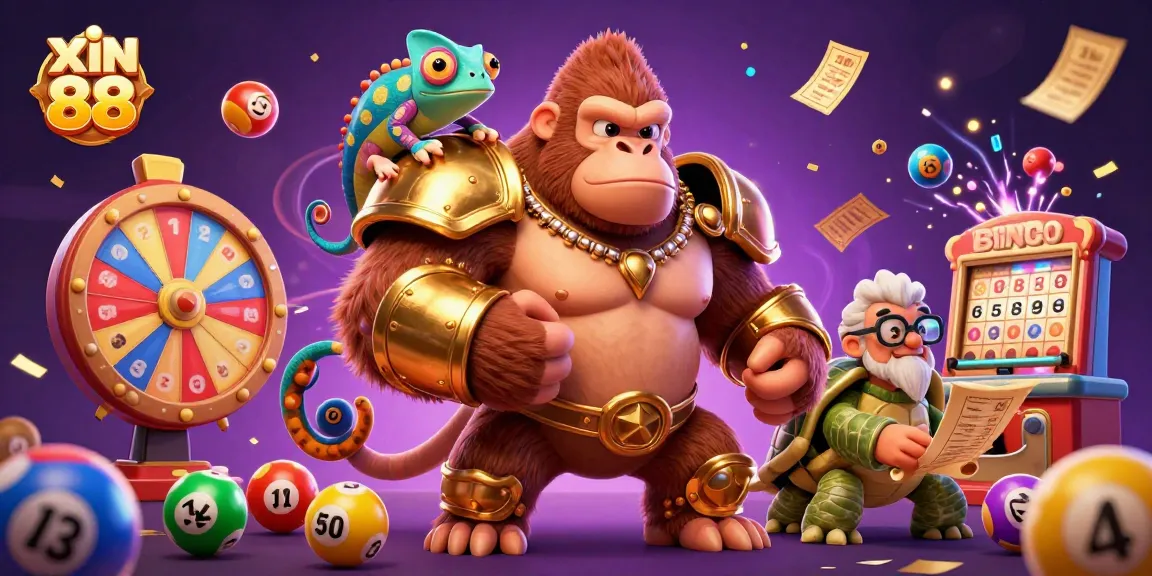 Engage with thrilling features at xin 88, a vibrant casino scene blending characters and colorful gambling elements.