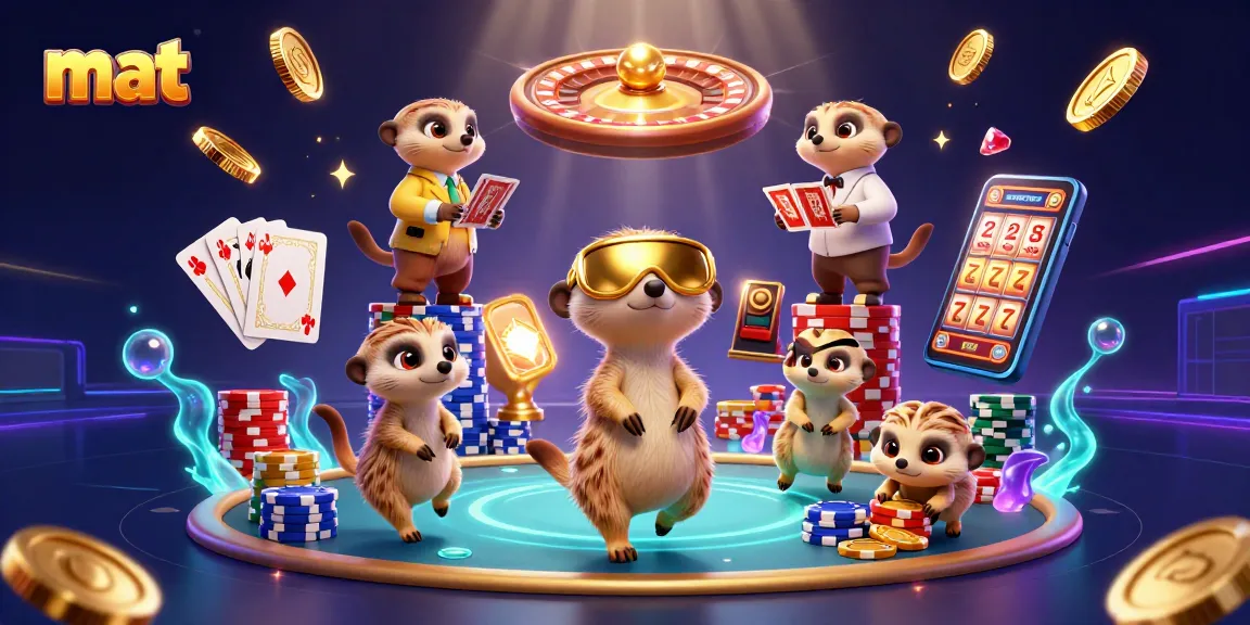 Experience thrilling gameplay at mat casino with adorable meerkats engaged in games of chance.