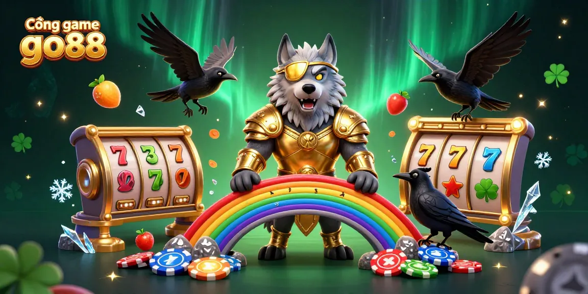 Cổng game go88 immerses players in thrilling slot experiences with Odin and ravens in a vibrant casino.