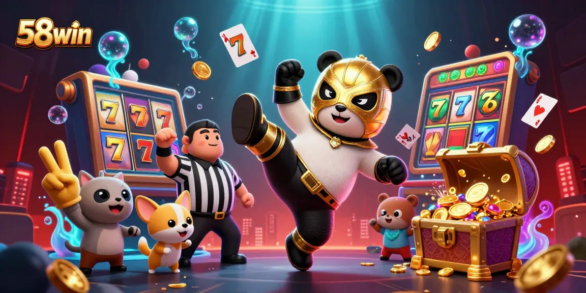 Experience the thrill of winning at 58win with a dynamic illustration of an exciting gaming scene.