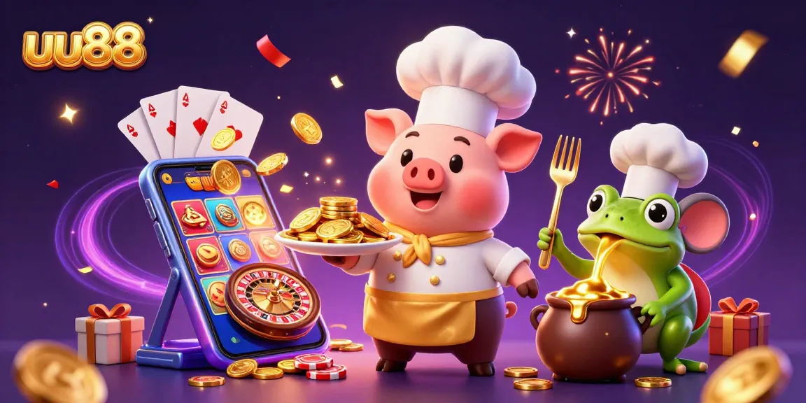 Spin and win with uu88's vibrant casino atmosphere featuring gold coins and magical energy!