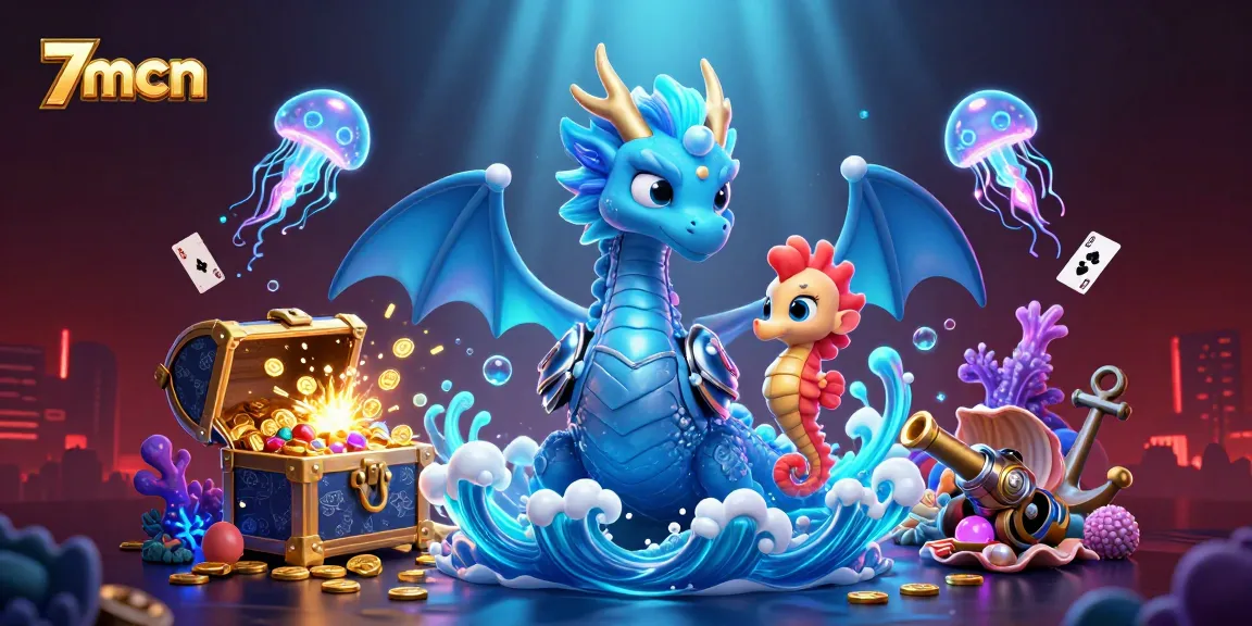 Experience thrilling underwater antics with 7mcn's vibrant casino game scene featuring dazzling characters and elements.