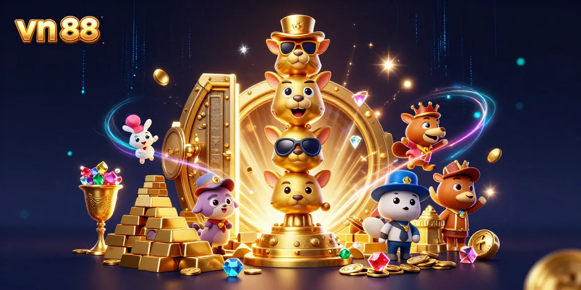 Spin the reels and win with vn 88's exciting casino games, showcasing a vibrant 3D illustration.