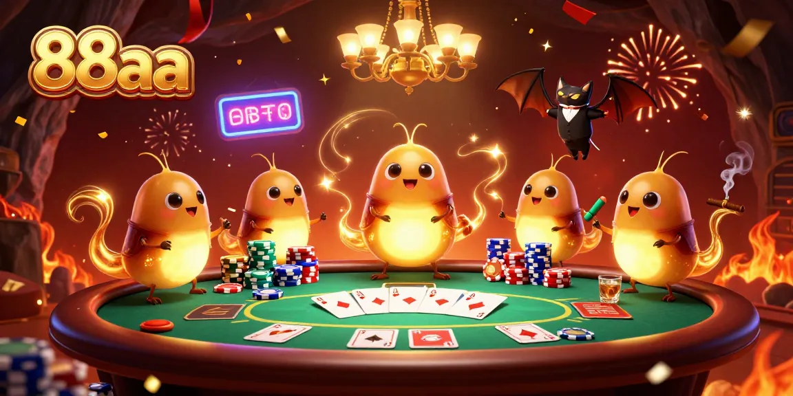 Experience the thrilling atmosphere of 88aa in a vibrant cave casino with glowing characters.
