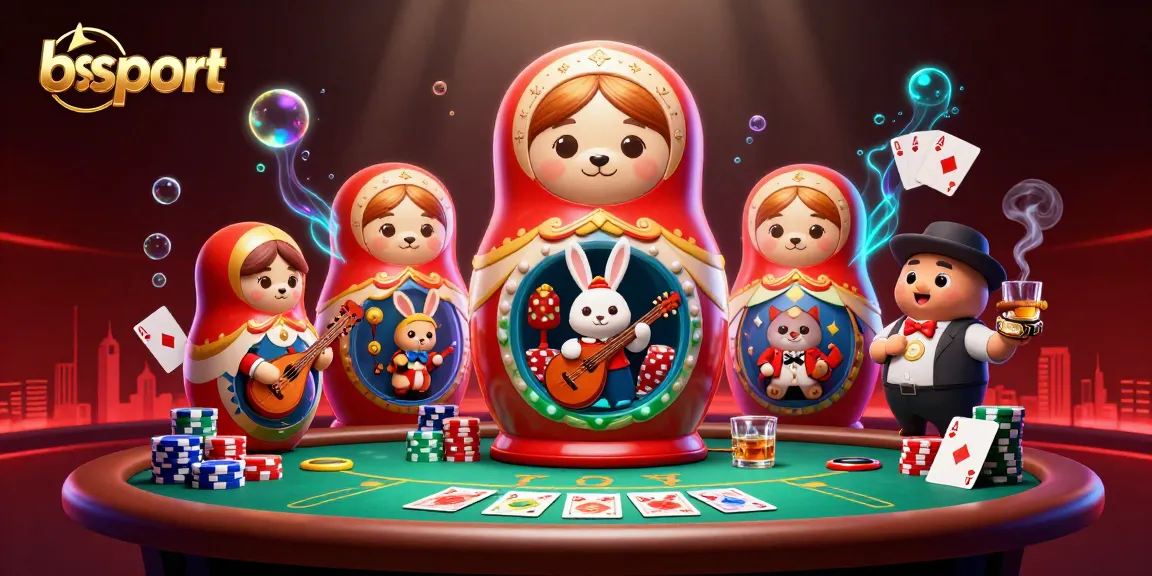 Experience exciting sports betting at bsport with colorful poker elements and animated characters.