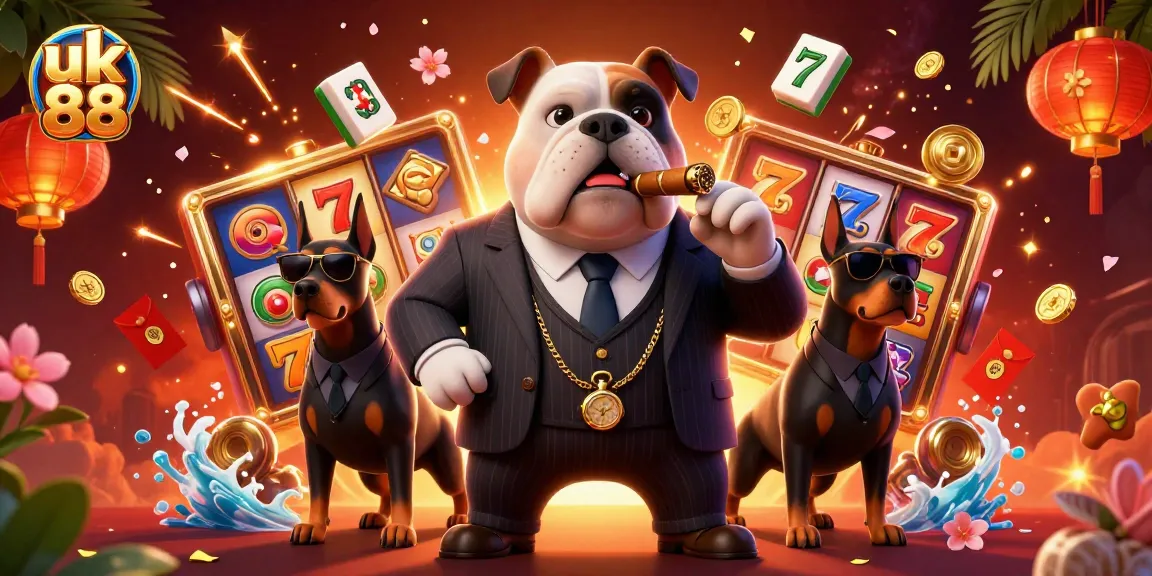 Experience thrilling wins at uk 88 with dynamic cartoon mafia boss characters amidst vibrant slot game elements.