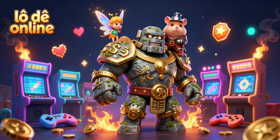 Engage with lô đề online in a magical casino realm featuring a golem, fairy and hamster knight.