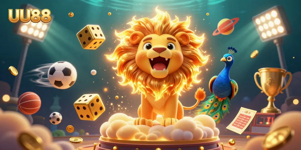 Experience excitement at UU88 with a dynamic casino scene featuring vivid games and elements.