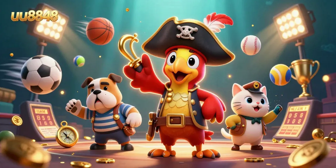 Experience thrilling gaming action at uu8848 with pirate-themed characters and dynamic sports elements.