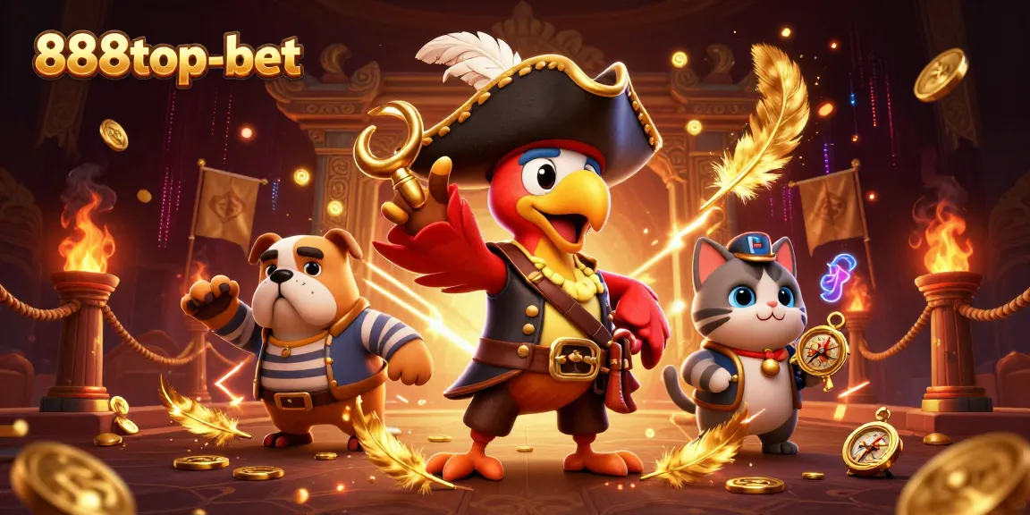 Experience the excitement of 888top-bet with a vibrant casino adventure illustration featuring a dynamic pirate scene.